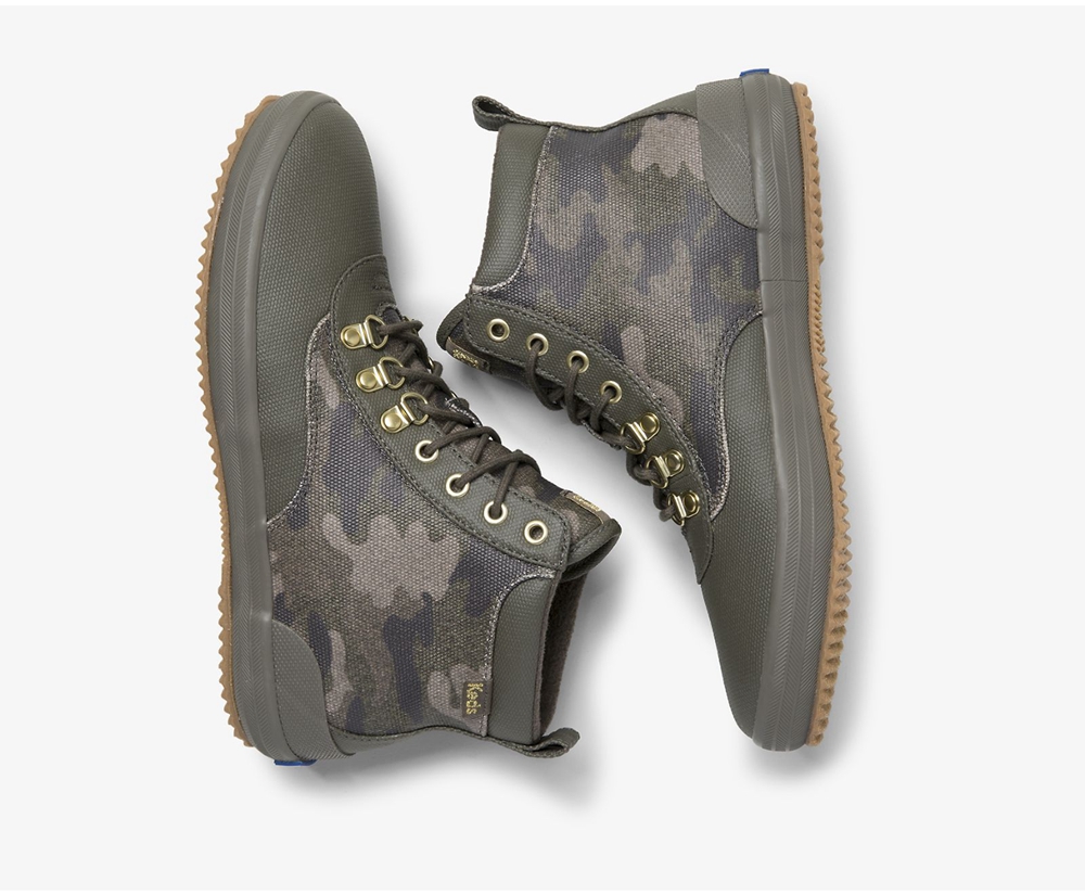 Μπότες Γυναικεια - Keds Scout Ii Water-Resistant Camo Καμβας W/ Thinsulate™ - Ελιά - FQAUD4531